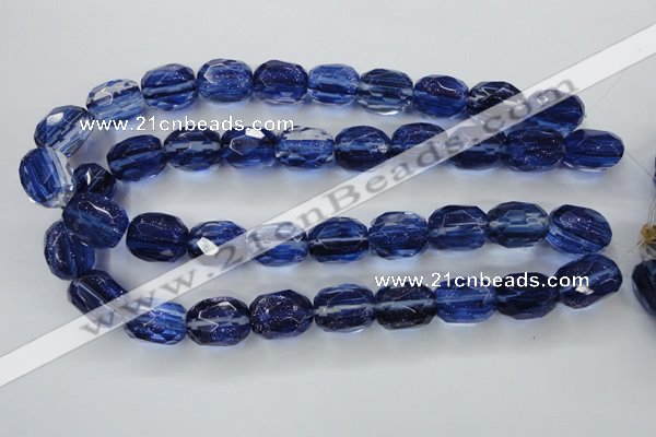 CGQ48 15.5 inches 15*20mm faceted egg-shaped blue gold sand quartz beads