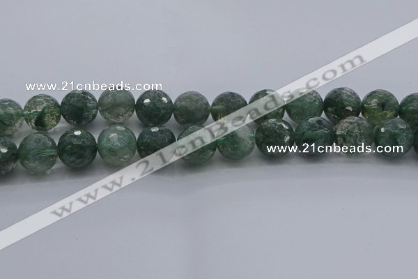 CGQ526 15.5 inches 16mm faceted round imitation green phantom quartz beads