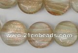 CGQ54 15.5 inches 18mm flat round gold sand quartz beads wholesale
