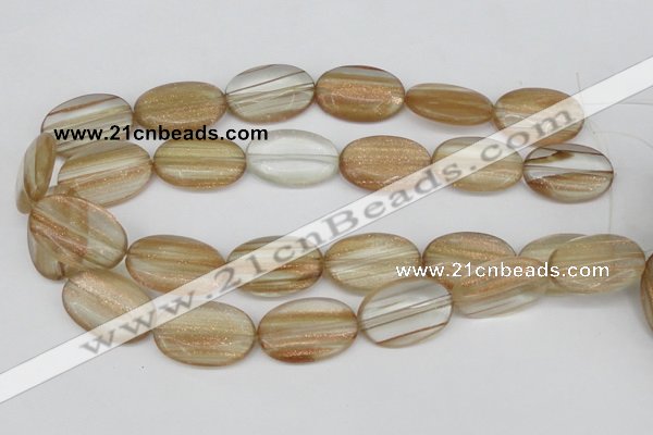CGQ55 15.5 inches 20*30mm oval gold sand quartz beads wholesale
