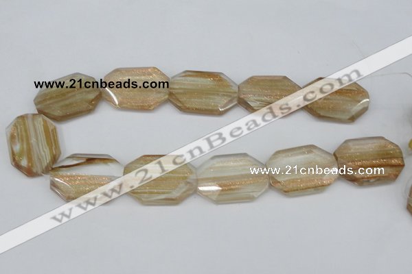 CGQ57 15.5 inches 28*35mm faceted octagonal gold sand quartz beads