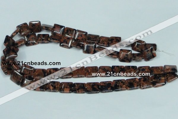 CGS215 15.5 inches 14*14mm square blue & brown goldstone beads wholesale