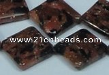 CGS220 15.5 inches 20*20mm diamond blue & brown goldstone beads