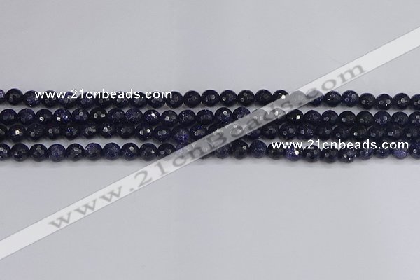 CGS478 15.5 inches 4mm faceted round blue goldstone beads