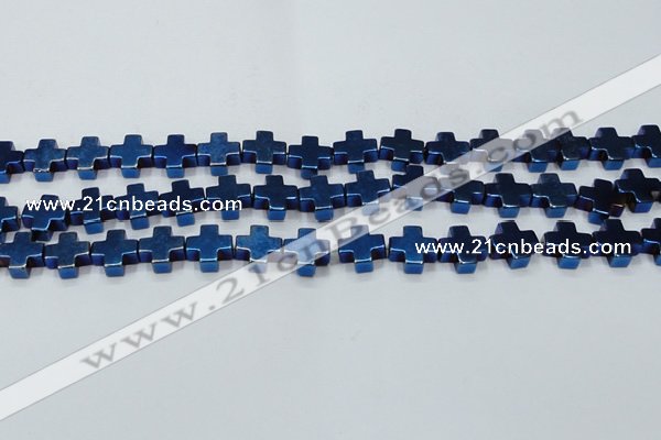 CHE1012 15.5 inches 10*10mm cross plated hematite beads wholesale