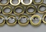 CHE1017 15.5 inches 12mm donut plated hematite beads wholesale