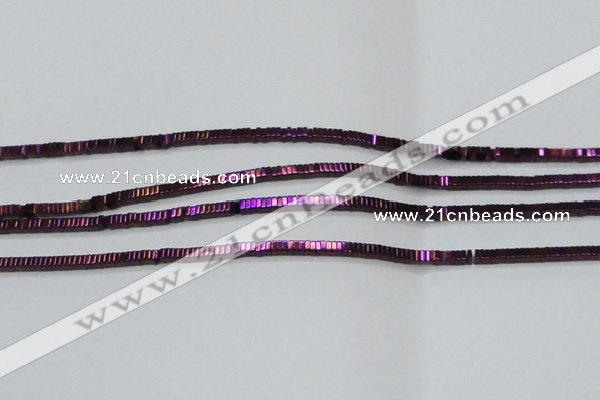 CHE563 15.5 inches 1*2*2mm square plated hematite beads wholesale