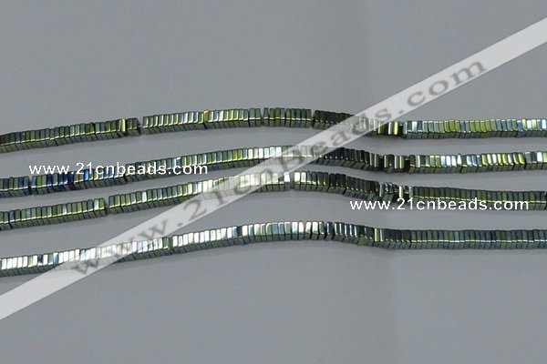 CHE582 15.5 inches 1*4*4mm square plated hematite beads wholesale