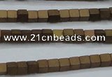 CHE609 15.5 inches 2*2mm cube matte plated hematite beads wholesale