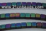 CHE613 15.5 inches 2*2mm cube matte plated hematite beads wholesale