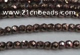CHE701 15.5 inches 3mm faceted round plated hematite beads