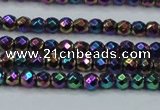 CHE716 15.5 inches 4mm faceted round plated hematite beads