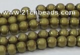 CHE722 15.5 inches 4mm round matte plated hematite beads wholesale