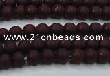 CHE724 15.5 inches 4mm round matte plated hematite beads wholesale