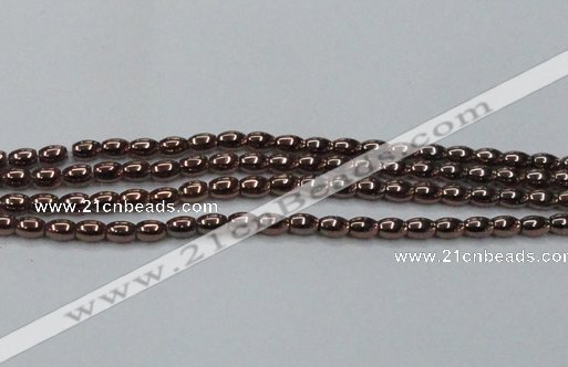 CHE742 15.5 inches 4*6mm rice plated hematite beads wholesale