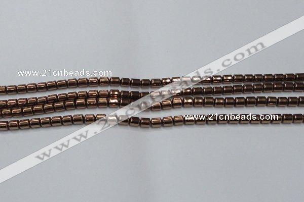 CHE788 15.5 inches 4*4.5mm drum plated hematite beads wholesale