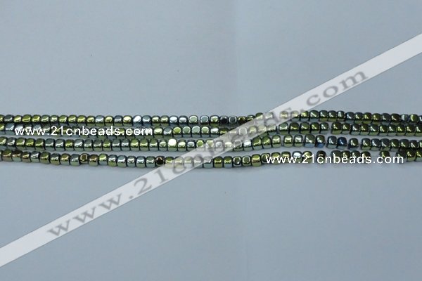 CHE855 15.5 inches 2*2mm dice platedhematite beads wholesale