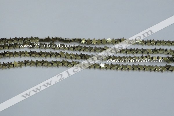 CHE937 15.5 inches 4mm star plated hematite beads wholesale