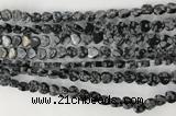 CHG109 15.5 inches 6mm flat heart snowflake obsidian beads wholesale