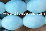 CHM308 15.5 inches 10*14mm rice blue hemimorphite gemstone beads