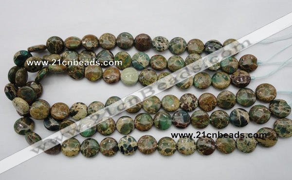 CIJ29 15.5 inches 14mm flat round impression jasper beads wholesale