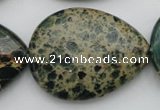 CIJ40 15.5 inches 30*40mm flat teardrop impression jasper beads wholesale