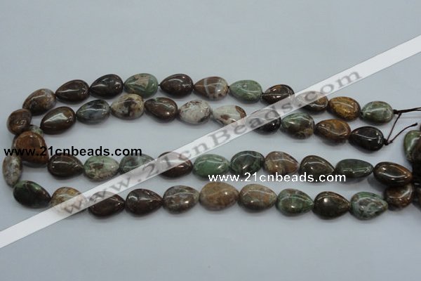 CJA03 15.5 inches 13*18mm teardrop green jasper beads wholesale