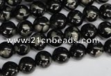 CJB151 15.5 inches 8mm round natural jet & pyrite gemstone beads