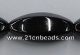CJB39 16 inches 18*40mm faceted rice natural jet gemstone beads