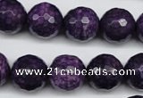 CJJ16 15 inches 14mm faceted round dyed lucky jade beads