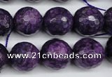 CJJ17 15.5 inches 16mm faceted round dyed lucky jade beads