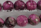 CJJ27 15.5 inches 16mm faceted round dyed lucky jade beads