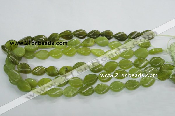 CKA114 15.5 inches 13*18mm twisted flat teardrop Korean jade beads