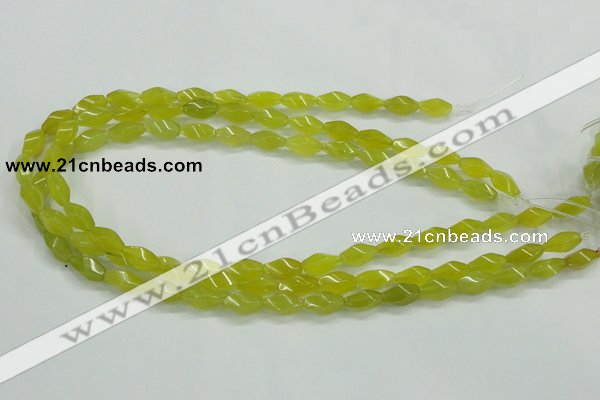 CKA21 15.5 inches 6*12mm twisted rice Korean jade gemstone beads