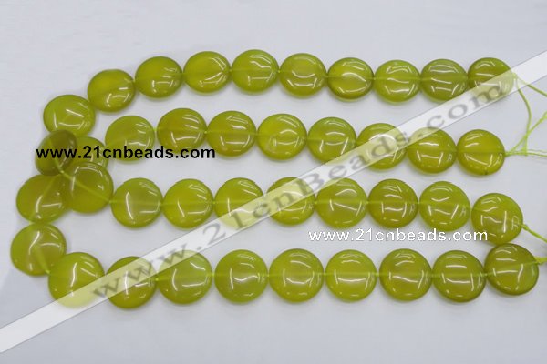 CKA238 15.5 inches 20mm flat round Korean jade gemstone beads