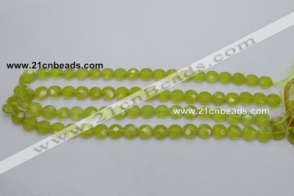 CKA265 15.5 inches 10mm faceted coin Korean jade gemstone beads