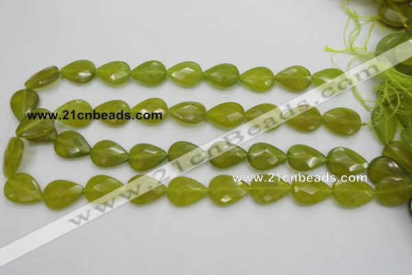 CKA275 15.5 inches 15*20mm faceted flat teardrop Korean jade gemstone beads