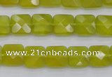 CKA285 15.5 inches 10*10mm faceted square Korean jade gemstone beads
