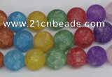 CKQ04 15.5 inches 10mm round matte dyed crackle quartz beads