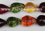 CKQ110 15.5 inches 12*18mm teardrop dyed crackle quartz beads