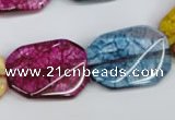 CKQ143 15.5 inches 20*30mm twisted rectangle dyed crackle quartz beads