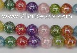 CKQ72 15.5 inches 8mm round AB-color dyed crackle quartz beads