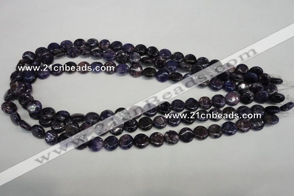CKU35 15.5 inches 10mm flat round purple kunzite beads wholesale