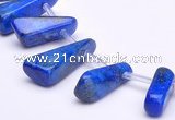 CLA44 Freeform pyramid deep blue dyed lapis lazuli stone beads