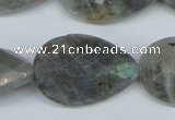 CLB186 15.5 inches 20*30mm faceted flat teardrop labradorite beads