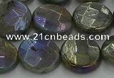 CLB679 15.5 inches 15mm faceted coin AB-color labradorite beads
