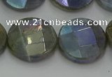 CLB680 15.5 inches 18mm faceted coin AB-color labradorite beads