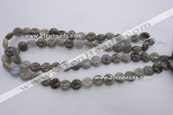 CLB72 15.5 inches 12mm flat round labradorite beads wholesale