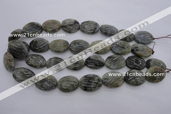 CLB98 15.5 inches 18*24mm carved oval labradorite beads