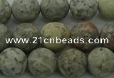 CLD204 15.5 inches 12mm round matte Chinese leopard skin jasper beads